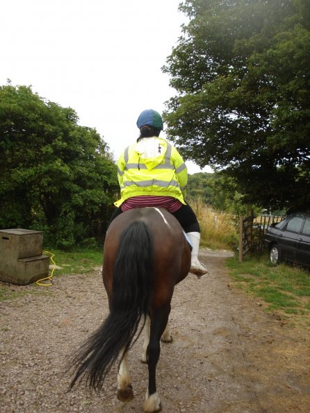 Kirsty and May riding off